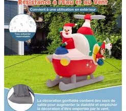 Sale COSTWAY Pere Noël Gonflable De 180 Cm De Long, Pilotant Un Helicoptere Avec Led Et Gonfleur