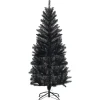 COSTWAY Sapin Et Accessoire^ Sapin Artificiel D'Halloween/ Noël Noir 150 Cm Longiforme Avec 300 Rameaux Support Metallique Pliabl