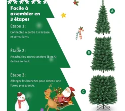 COSTWAY Sapin Et Accessoire^ Sapin De Noël 210 Cm 700 Branches Arbre De Noël Artificiel Avec Support En Metal Solide