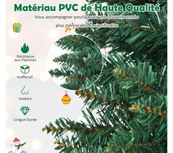 COSTWAY Sapin Et Accessoire^ Sapin De Noël 210 Cm 700 Branches Arbre De Noël Artificiel Avec Support En Metal Solide