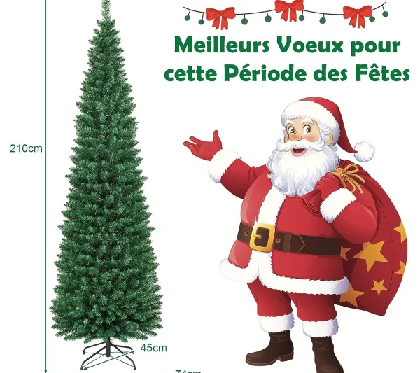 COSTWAY Sapin Et Accessoire^ Sapin De Noël 210 Cm 700 Branches Arbre De Noël Artificiel Avec Support En Metal Solide