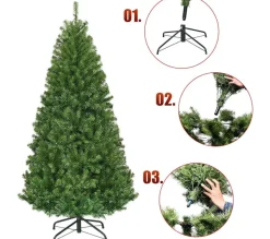 COSTWAY Sapin Et Accessoire^ Sapin De Noël 210 Cm, Arbre De Noël Artificiel Avec Lumieres Led Multicolore 11 Modes