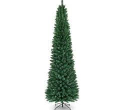 COSTWAY Sapin Et Accessoire^ Sapin De Noël 240 Cm 1000 Branches Arbre De Noël Artificiel Avec Support En Metal