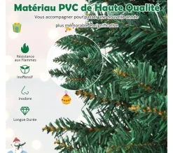 COSTWAY Sapin Et Accessoire^ Sapin De Noël 240 Cm 1000 Branches Arbre De Noël Artificiel Avec Support En Metal