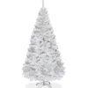 COSTWAY Sapin Et Accessoire^ Sapin De Noël Arbre De Noël Artificiel Pour Décoration De Noël Materiau Pvc Avec Pied En Metal Blanc