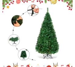 COSTWAY Sapin Et Accessoire^ Sapin De Noël Arbre De Noël Artificiel Pour Décoration De Noël Materiau Pvc Avec Pied En Metal Blanc