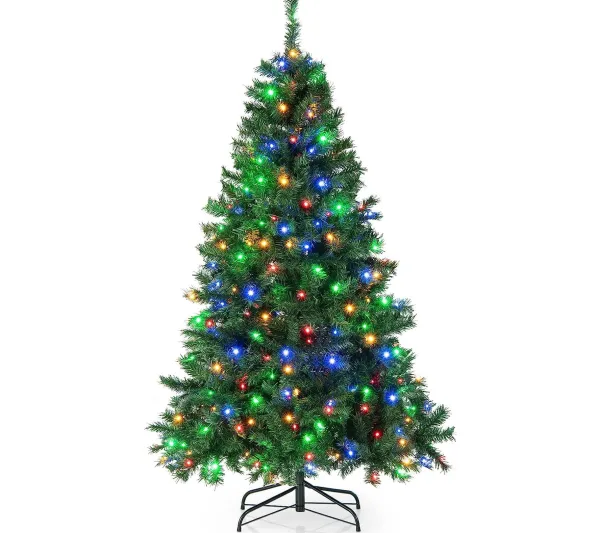 COSTWAY Sapin Et Accessoire^ Sapin De Noël Artificiel Pre-Illumine,180 Cm Avec 260 Led Lumieres Multicolores