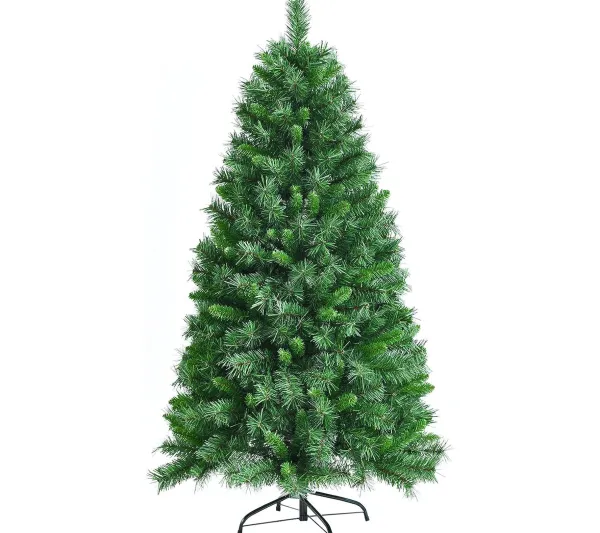 COSTWAY Sapin Et Accessoire^ Sapin De Noël Artificiel Luxuriant 150 Cm En Fleurs Avec 456 Branches Support En Metal Pliable 100%