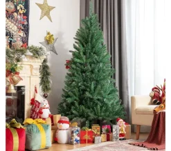 COSTWAY Sapin Et Accessoire^ Sapin De Noël Artificiel 180 Cm Automatique Feuilles Colorees En Epicea 825 Pointes De Branches Embo