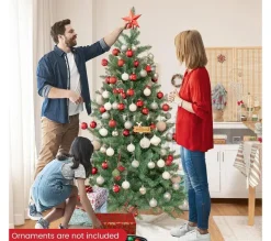 COSTWAY Sapin Et Accessoire^ Sapin De Noël Artificiel 180 Cm Automatique Feuilles Colorees En Epicea 825 Pointes De Branches Embo
