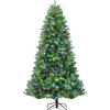 COSTWAY Sapin Et Accessoire^ Sapin De Noël Artificiel Led 180 Cm Avec 9 Fonctions Lumieres Interchangeables Blanc Chaud / 4 Coule