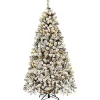 COSTWAY Sapin Et Accessoire^ Sapin De Noël Artificiel 135Cm, Flocons De Neige Avec 295 Branches 150 Lumieres Led En Pvc Support