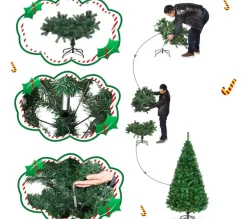 COSTWAY Sapin Et Accessoire^ Sapin De Noël Artificiel Pour Décoration De Noël Materiau Pvc Avec Pied En Metal 180Cm