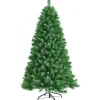 COSTWAY Sapin Et Accessoire^ Sapin De Noël Artificiel Luxuriant 180 Cm En Fleurs Avec 645 Branches Support En Metal Pliable 100%