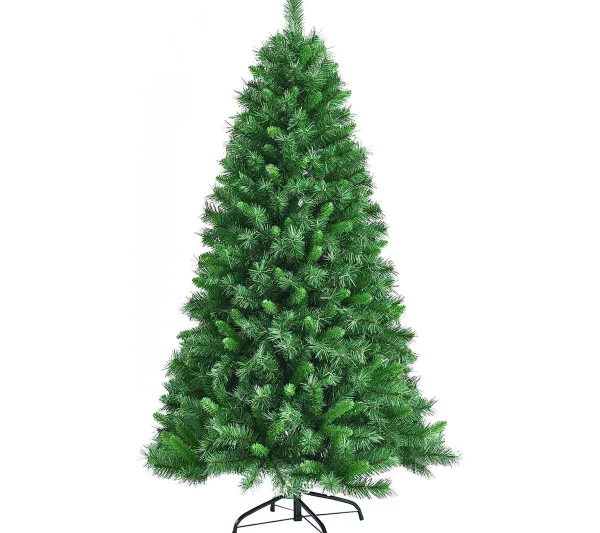 COSTWAY Sapin Et Accessoire^ Sapin De Noël Artificiel Luxuriant 180 Cm En Fleurs Avec 645 Branches Support En Metal Pliable 100%