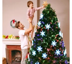 COSTWAY Sapin Et Accessoire^ Sapin De Noël Artificiel Led 180 Cm Avec Lumieres Led