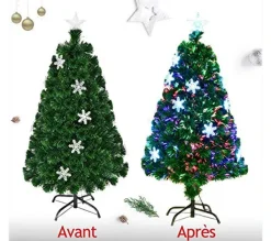 COSTWAY Sapin Et Accessoire^ Sapin De Noël Artificiel Led 180 Cm Avec Lumieres Led