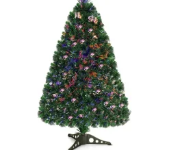 COSTWAY Sapin Et Accessoire^ Sapin De Noël Artificiel Lumieres Led 120 Cmarbre De Noël Avec Pied En Plastique Materiau Pvc