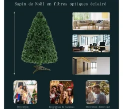 COSTWAY Sapin Et Accessoire^ Sapin De Noël Artificiel Lumieres Led 120 Cmarbre De Noël Avec Pied En Plastique Materiau Pvc