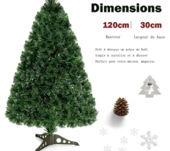 COSTWAY Sapin Et Accessoire^ Sapin De Noël Artificiel Lumieres Led 120 Cmarbre De Noël Avec Pied En Plastique Materiau Pvc