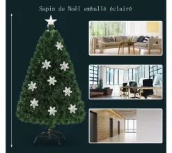 COSTWAY Sapin Et Accessoire^ Sapin De Noël Artificiel Led 150 Cm Avec Lumieres Led
