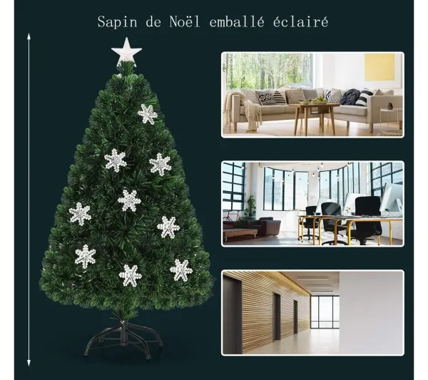 COSTWAY Sapin Et Accessoire^ Sapin De Noël Artificiel Led 150 Cm Avec Lumieres Led