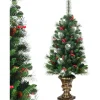 COSTWAY Sapin Et Accessoire^ Sapin De Noël Artificiel 120 Cm Avec Aiguilles Scintillantes En Pvc,Pommes De Pin Base Enveloppee