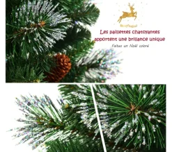 COSTWAY Sapin Et Accessoire^ Sapin De Noël Artificiel 120 Cm Avec Aiguilles Scintillantes En Pvc,Pommes De Pin Base Enveloppee