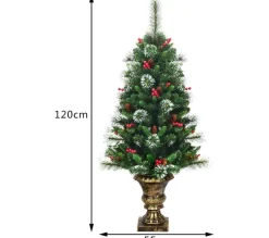 COSTWAY Sapin Et Accessoire^ Sapin De Noël Artificiel 120 Cm Avec Aiguilles Scintillantes En Pvc,Pommes De Pin Base Enveloppee