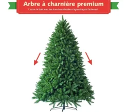 COSTWAY Sapin Et Accessoire^ Sapin De Noël Artificiel 180 Cm, 1250 Branches, Materiel Pvc Arbre De Noël Avec Socle En Metal