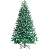 COSTWAY Sapin Et Accessoire^ Sapin De Noël Artificiel Enneige 180 Cm Avec 976 Branches Support En Metal Pliable 100% Pe Et Pvc