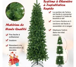 COSTWAY Sapin Et Accessoire^ Sapin De Noël Artificiel 180 Cm Avec 270 Lumieres Led 648 Rameaux Et Support Metallique Pliable