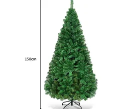 COSTWAY Sapin Et Accessoire^ Sapin De Noël Artificiel Pour Décoration De Noël Materiau Pvc Avec Pied En Metal 150Cm