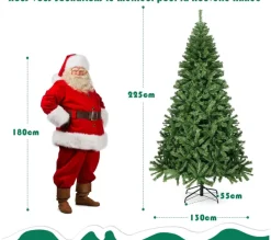 COSTWAY Sapin Et Accessoire^ Sapin De Noël Artificiel 225Cm, Aiguilles En Pvc Avec 1346 Branches Pied Metallique Solide
