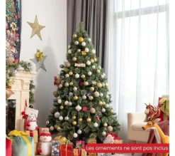 COSTWAY Sapin Et Accessoire^ Sapin De Noël Artificiel Charniere En Aiguilles De Pin De 180 Cm, Pour Maison Ou Bureau