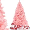 COSTWAY Sapin Et Accessoire^ Sapin De Noël Artificiel 180 Cm Couleur Fleur De Cerisier En Pvc Avec Support En Metal Pliable 1036