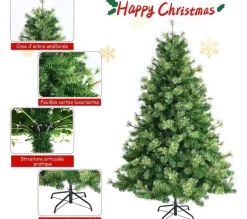 COSTWAY Sapin Et Accessoire^ Sapin De Noël Artificiel 180 Cm Avec 820 Rameaux 100 % Pvc Aiguilles De Pin Et Support Metallique