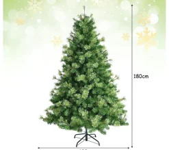 COSTWAY Sapin Et Accessoire^ Sapin De Noël Artificiel 180 Cm Avec 820 Rameaux 100 % Pvc Aiguilles De Pin Et Support Metallique