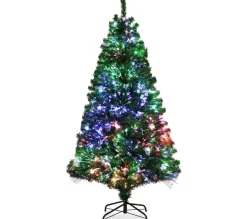 COSTWAY Sapin Et Accessoire^ Sapin De Noël Artificiel 180 Cm En Fibre Optique Brillantes En Epicea 617 Embouts De Branche En Pvc