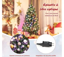 COSTWAY Sapin Et Accessoire^ Sapin De Noël Artificiel 180 Cm En Fibre Optique Brillantes En Epicea 617 Embouts De Branche En Pvc
