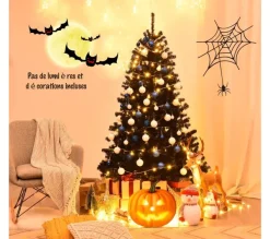 COSTWAY Sapin Et Accessoire^ Sapin De Noël Artificiel 180 Cm Avec 1036 Branches Aiguilles En Pvc Avec Support En Metal Pliable