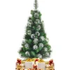 COSTWAY Sapin Et Accessoire^ Sapin De Noël Artificiel Luxuriant 120 Cm Aiguilles De Pin Enneigees Avec Effet Irise En Pvc