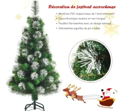 COSTWAY Sapin Et Accessoire^ Sapin De Noël Artificiel Luxuriant 120 Cm Aiguilles De Pin Enneigees Avec Effet Irise En Pvc