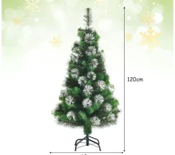 COSTWAY Sapin Et Accessoire^ Sapin De Noël Artificiel Luxuriant 120 Cm Aiguilles De Pin Enneigees Avec Effet Irise En Pvc