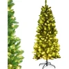 COSTWAY Sapin Et Accessoire^ Sapin De Noël Artificiel 180 Cm Avec Lumieres Blanc Chaud 743 Branches,Support En Fer Robuste,Instal