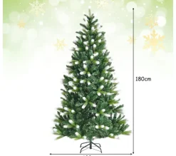 COSTWAY Sapin Et Accessoire^ Sapin De Noël Enneige Artificiel De 180 Cm Avec 850 Rameaux En Pvc+Pe Charnieres Support Metalliqu