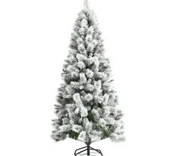COSTWAY Sapin Et Accessoire^ Sapin De Noël Enneige Artificiel De 180 Cm Longiforme 570 Rameaux En Pvc Aspect Authentique Support