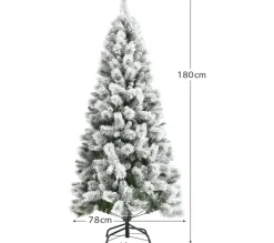 COSTWAY Sapin Et Accessoire^ Sapin De Noël Enneige Artificiel De 180 Cm Longiforme 570 Rameaux En Pvc Aspect Authentique Support