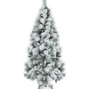 COSTWAY Sapin Et Accessoire^ Sapin De Noël Enneige Longiforme De 180 Cm, Arbre De Noël Artificiel Charnieres Avec 515 Feuilles,