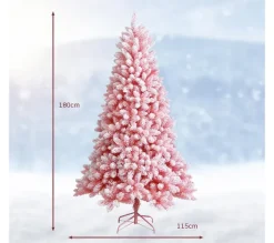 COSTWAY Sapin Et Accessoire^ Sapin De Noël Floque Artificiel 180 Cm Avec 920 Rameaux Pvc Support Metallique Pliable Couleur